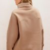 Women's Light French Beige Drawstring Turtleneck Dolman Sleeve Sweatshirt - Image 2