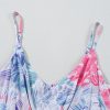 Women's Sky Blue Floral Spaghetti Strap Mini Dress with Shirred Waist - Image 10