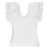 Women's White Eyelet Ruffle Sleeve Slim Fitted Top - Chic Summer Blouse - Image 25