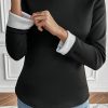 Women's Black Mock Neck Thermal Lined Long Sleeve Tee - Image 3