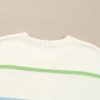 Women's White Rainbow Stripes Drop Shoulder Baggy Henley Sweater - Image 10