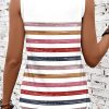 Women's Red Stripe Rainbow Sleeveless Round Neck Tank Top - Casual Summer Style - Image 2