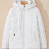 Women's White Solid Quilted Hooded Zip Up Puffer Jacket for Winter - Image 7