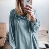 Women's Iceland Blue Ruffled Hem Loose Fit Tunic Hoodie - Image 5