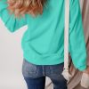 Women's Aruba Blue Solid Drop Shoulder Fleece Lined Sweatshirt - Image 3