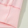 Women's Light Pink Bow Thread Embroidery Long Sleeve Sweatshirt - Image 11