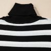 Women's Black Stripe Slim Fit High Neck Knit Sweater - Elegant and Warm - Image 13