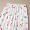 Women's White Christmas Print Lapel Sleep Shirt and Pants Set - Image 8