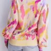 Women's Khaki Abstract Print Balloon Sleeve Sweater - Image 2