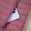 Women's Burgundy Solid Color Quilted Zip-Up Puffer Jacket for Winter - Image 11