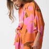 Women's Russet Orange Floral Print Tunic Shirt and Loose Shorts Set - Casual Summer Outfit - Image 3