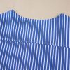 Women's Blue Stripe Tied Front Puff Short Sleeve Blouse - Playful & Feminine - Image 7