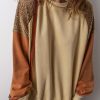 Women's Khaki Lace Patchwork Colorblock Drop Shoulder Sweatshirt - Image 6