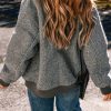 Women's Medium Grey Fuzzy Pocketed Sleeve Zip Up Jacket - Image 2