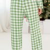 Women's Light Green Christmas Plaid Print Jumpsuit Pajama Set - Image 7