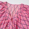 Women's Pink Paisley Geometric Print V Neck High Waist Romper with Half Sleeves - Image 7