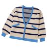 Women's Relaxed Fit White Colorblock Drop Shoulder Button Cardigan - Image 23