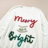 Women's White Tinsel Merry and Bright Graphic Christmas Sweater - Image 17