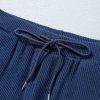 Women's Navy Blue Ribbed Knit Cropped Hoodie and Joggers Set - Image 22