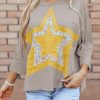 Women's Medium Grey Floral Starbust Exposed Seam Long Sleeve Top - Image 6