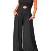 Women's Black Peekaboo Wide Leg Jumpsuit - Trendy Square Neck Sleeveless Design - Image 13