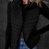 Women's Sleek Black Plush Quilted Zip Puffer Vest - Image 8