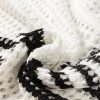 Women's White Stripe Hollow-out Openwork Knit Puff Sleeve Sweater - Image 10