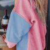 Women's Sky Blue Colorblock Patchwork Drop Shoulder Sweatshirt - Image 3