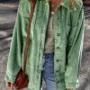 Women's Mist Green Corduroy Patched Pocket Button Up Shacket - Image 3