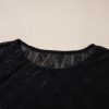 Women's Black Mesh Bow Pattern Long Sleeve Top - Sheer and Chic - Image 9