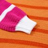 Women's Vibrant Orange Stripe Colorblock Crew Neck Drop Shoulder Loose Sweater - Image 8