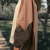 Women's Oversized Beige Color Block Patchwork High-Low Hoodie - Image 5