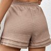 Women's Straw Yellow High Waist Casual Shorts with Textured Tiered Edge - Image 3