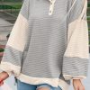 Women's Khaki Textured Colorblock Collared Henley Top - Image 3