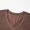 Women's Chestnut Criss Cross V Neck Casual T-Shirt with Unique Mineral Wash - Image 6