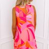 Women's Rose Abstract Floral Print Sleeveless Shift Mini Dress - Perfect for Summer - Image 2