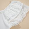 Women's White Eyelet Ruffle Sleeve Slim Fitted Top - Chic Summer Blouse - Image 21