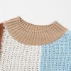 Women's Khaki Colorblock Patchwork Sweater - Textured Knit Design for Winter - Image 16