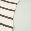 Women's Brown Stripe Short Sleeve Sweater Tee with Side Slits - Image 8