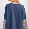 Women's Sail Blue Flower Patchwork Oversized Pullover Shirt - Image 3