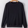 Women's Black Plain Drop Shoulder Crewneck Pullover Sweatshirt - Image 7