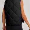 Women's Black Quilted High Neck Button Up Pocket Vest Coat for Winter - Image 2