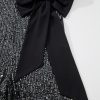 Women's Black Sequined Tube Top Wide Leg Jumpsuit with Waist Knot - Image 12