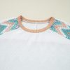 Women's White Chevron Patchwork Raglan Sleeve Knitted T-Shirt - Casual and Comfy - Image 20