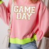 Women's Pink Glitter Game Day Color Block Crew Neck Sweatshirt - Image 4