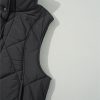 Women's Black Quilted High Neck Button Up Pocket Vest Coat for Winter - Image 7