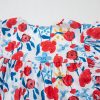 Women's Red Floral Pintuck V-Neck Top with Ruffled Sleeves - Elegant Summer Blouse - Image 14