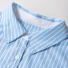 Women's Sky Blue Stripe Contrast Cuffed Sleeve Casual Shirt with Patch Pocket - Image 10