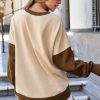 Women's Apricot Color Block Thumbhole Sleeve Drop Shoulder Sweatshirt - Image 2