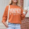 Women's Orange PUMPKIN Spice Corded Crewneck Sweatshirt - Image 4